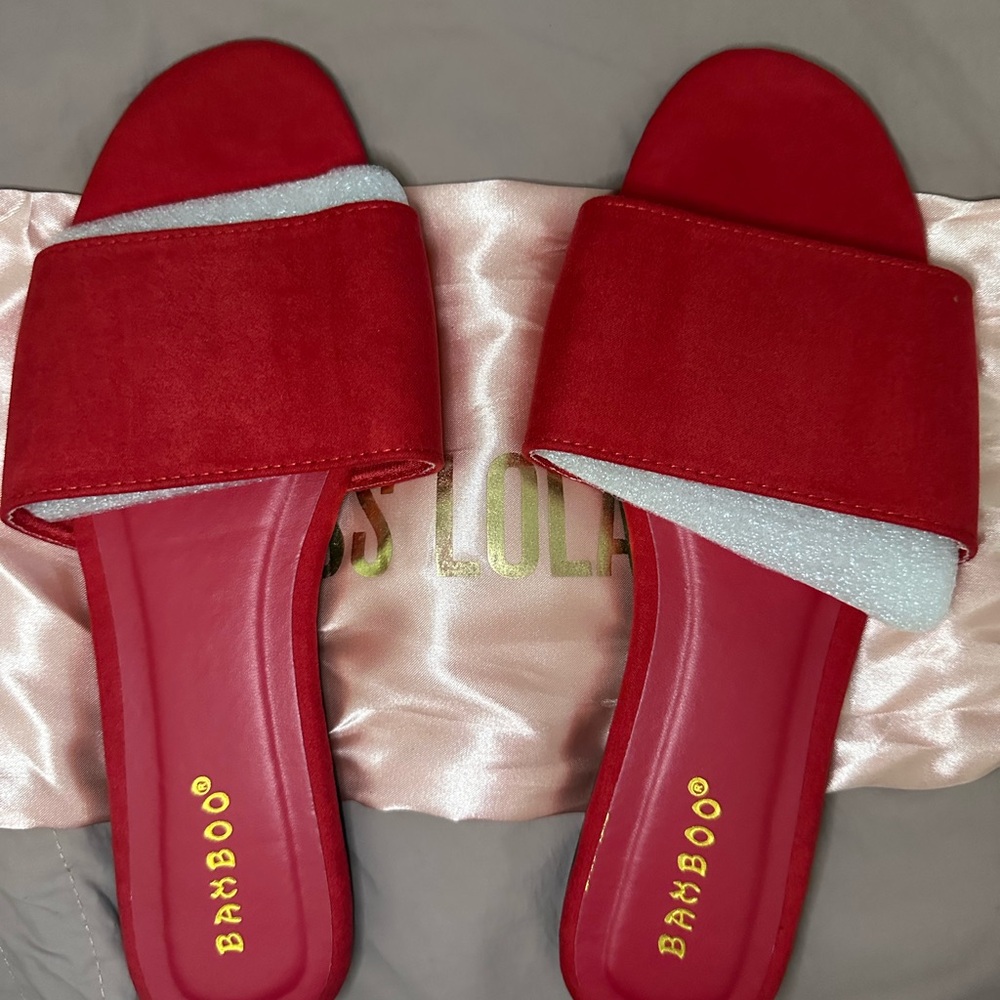 Women's Red Slide Sandals From Miss Lola